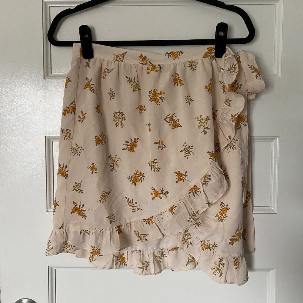 Madewell Orange Cream Wrap Skirt